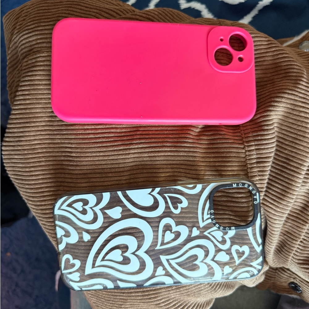 Moschino Pink and Black Heart Pattern Phone Case Iphone 15 plus